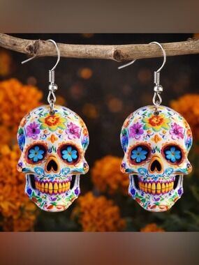Day of the Dead Sugar Skull Earrings Boho Gothic
